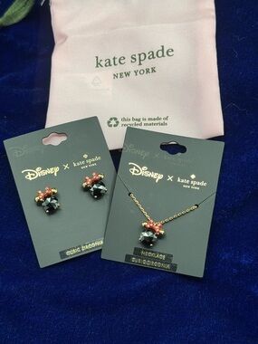 kate spade Disney Black & Red CZ Minnie Necklace and Earrings Set
